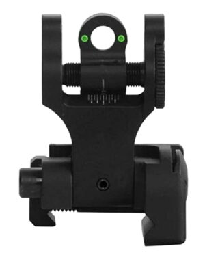 Troy Ind SSIGFBSRTBT00 Tritium Rear Folding BattleSight Round Black Hardcoat Anodized for AR-15