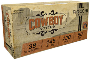 Fiocchi 38SWSHL Cowboy Action  38S&WShort 145gr Lead Round Nose 50 Per Box/20 Case