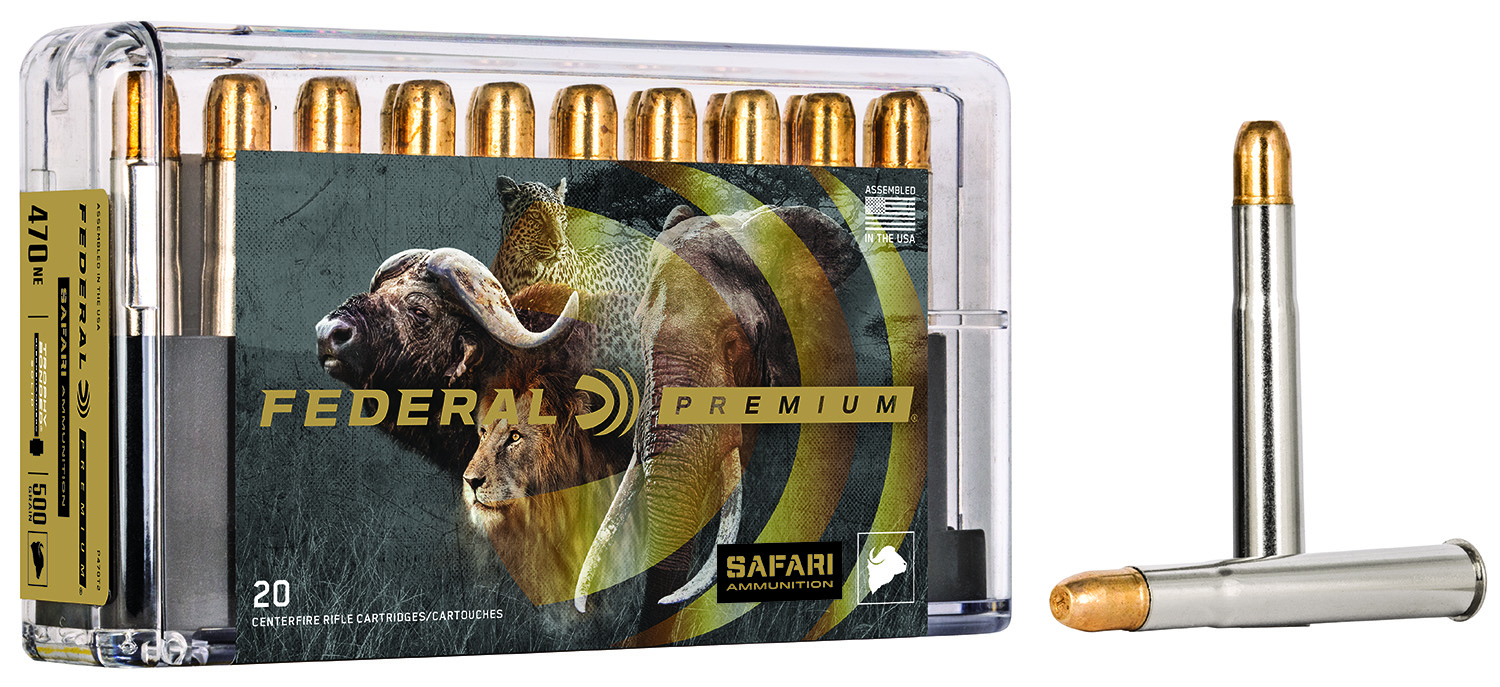 Federal P470T2 Premium Safari Cape-Shok 470NitroExpress 500gr Trophy Bonded Sledgehammer Solid 20 Per Box/10 Case