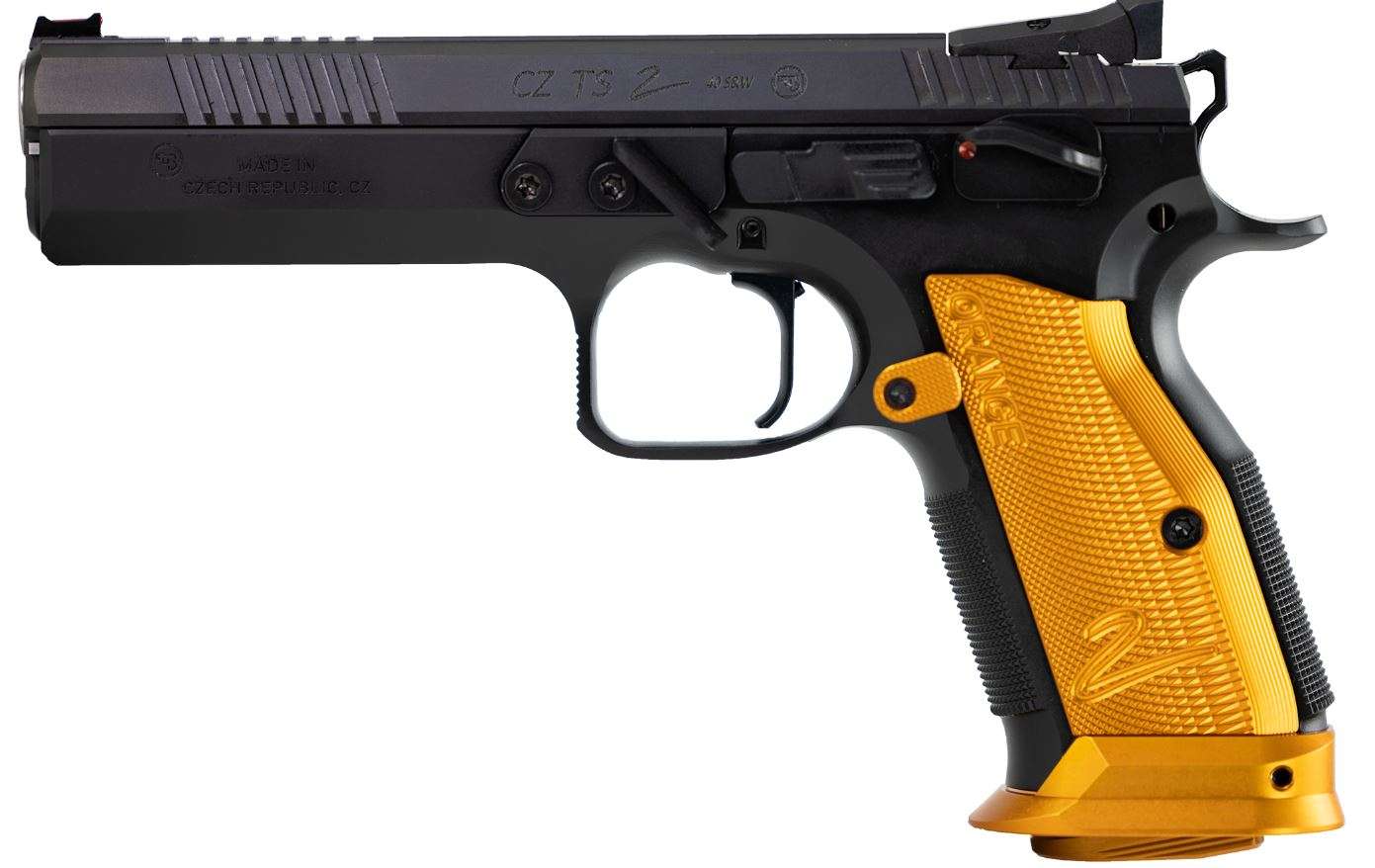 CZ TS 2 ORANGE PISTOL 9MM BLACK/ORANGE BULL BARREL, MAGWELL 2-20RD MAGS - Image 2
