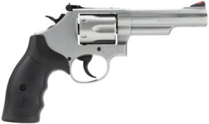Smith & Wesson 162662 Model 66  357 Mag or 38 S&W Spl +P Stainless Steel 4.25" Barrel, 6 Shot Matte Stainless Steel K-Frame, Red Ramp Front/White Outline Rear Sights, Internal Lock