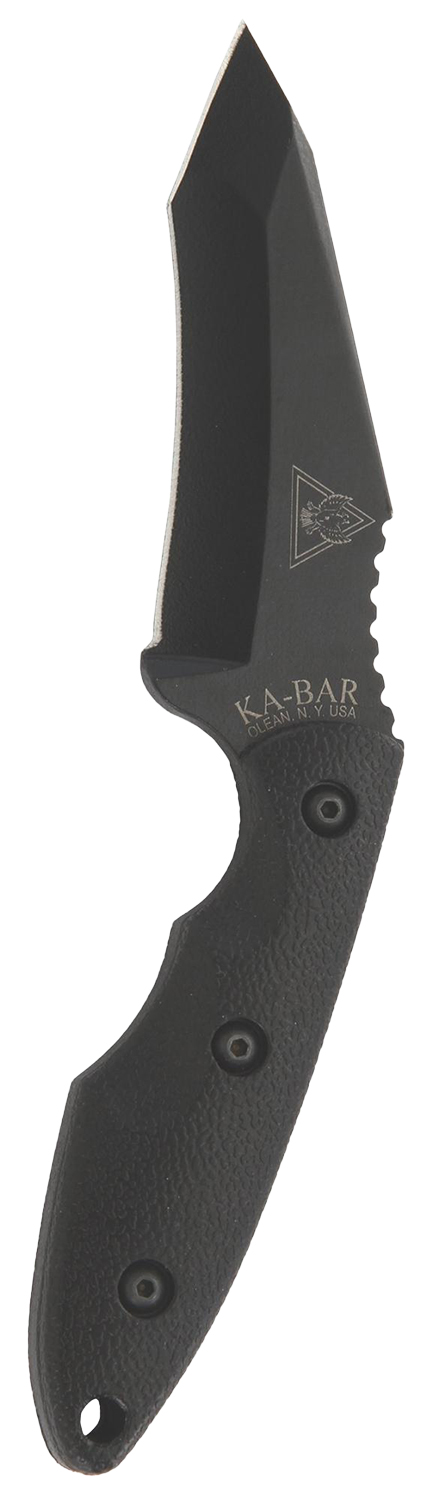 Ka-Bar 2486 TDI Hell Fire 3.56" Fixed Recurve Tanto Plain Black 1095 Cro-Van Blade, Black Ultramid Handle, Includes Sheath