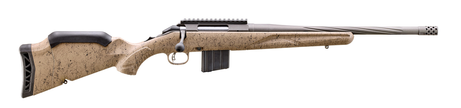 RUGER AMERICAN G2 RANCH 350 LEGEND 16.4" SPIRAL FLTD T.B. FDE SPLTR 5RD