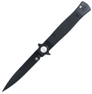 COBRATEC STILETTO BUTTON LOCK BLACK G10 BLACK BLADE