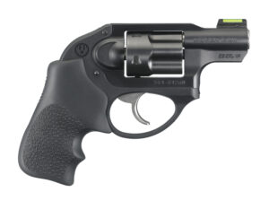 RUGER LCR 38SPL+P MAG REVOLVER BLACK, HOGUE GRIP, FIBER FRONT SIGHT 5RD