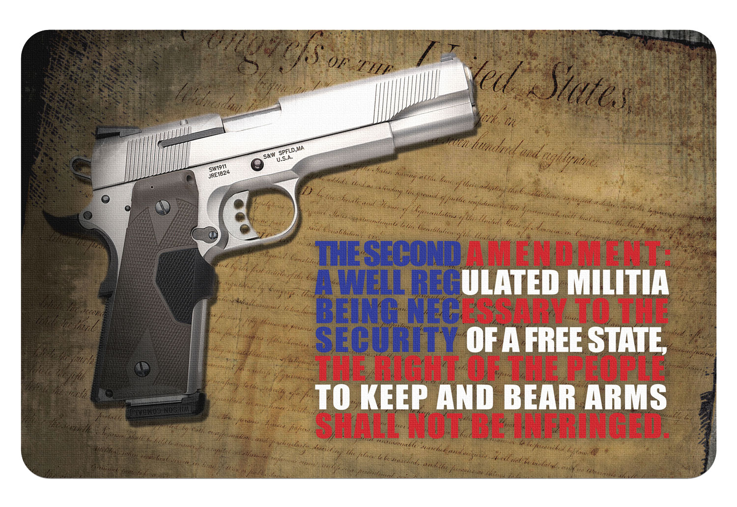 TekMat TEKR172AMEND Right To Bear Arms Cleaning Mat Multi-Color Rubber 11"x17" 2nd Amendment