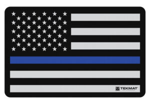 TekMat TEKR17POLICE Police Support Cleaning Mat Black/White/Blue Rubber 11"x17" Blue Line Flag