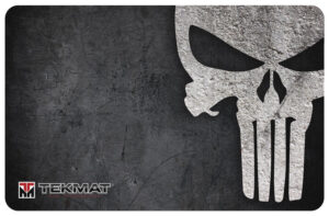 TekMat TEKR17PUNISHER Punisher Grunge Cleaning Mat Black/White Rubber 11"x17" Punisher Skull