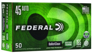 Federal BC45CT1 BallistiClean Reduced Hazard Training 45ACP 155gr Lead Free Frangible 50 Per Box/20 Case