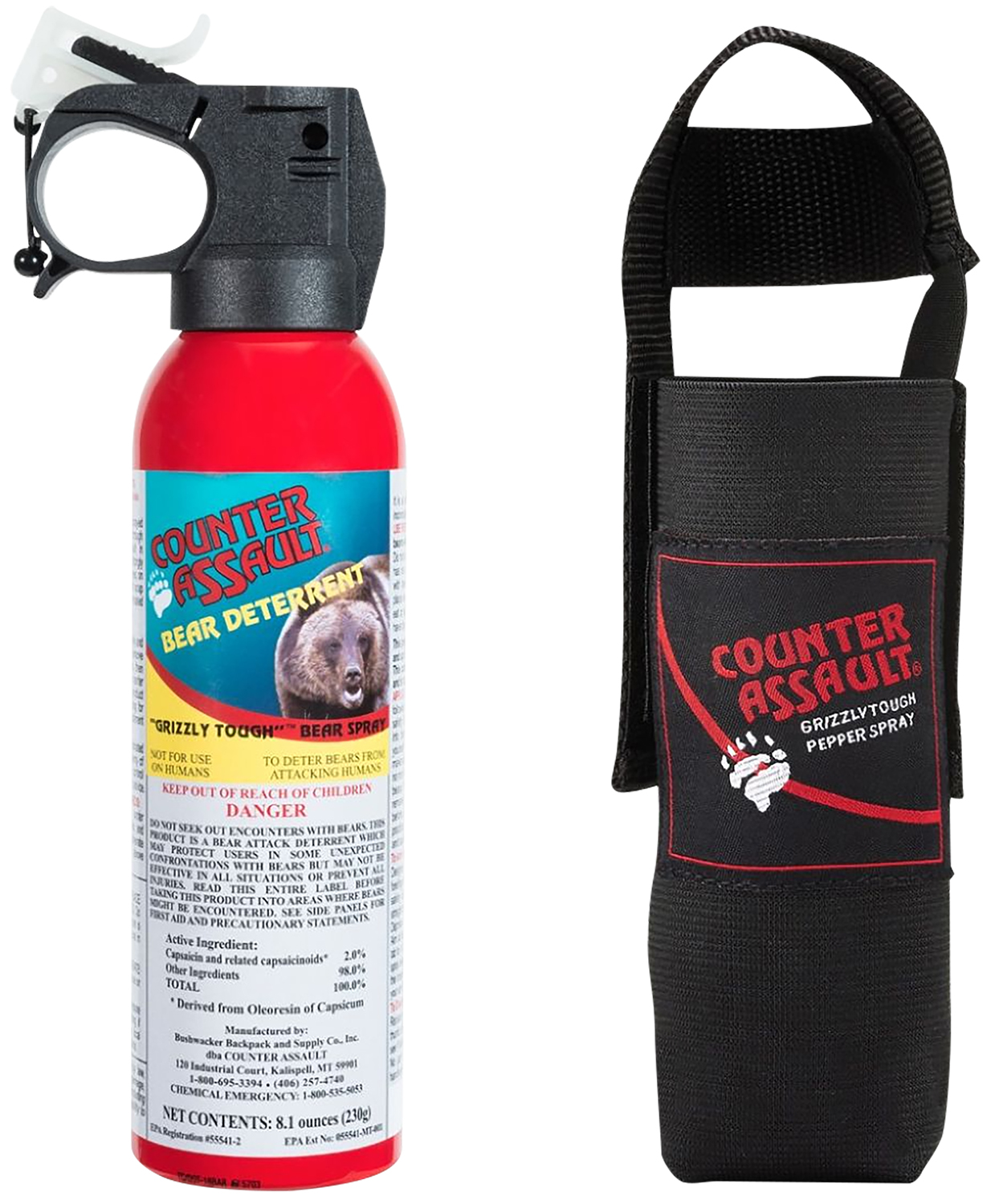 Counter Assault 15067025 Bear Spray Capsaicin Range 32 ft-7 Seconds 8.10 oz Includes Holster