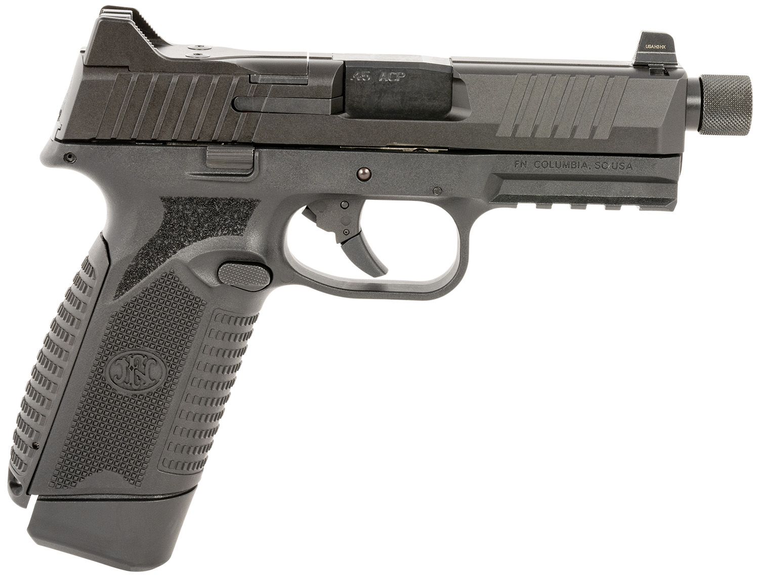 FN 66101383 545 Tactical 45 ACP 15+1/18+1 4.71" Black Target Crown/Threaded Steel Barrel, Black PVD Optic Cut/Serrated Steel Slide & Polymer Frame w/Picatinny Rail, Ambidextrous