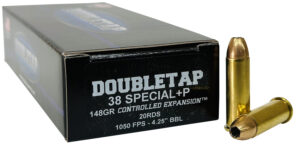 DoubleTap Ammunition 38SP148CE   38Special 148gr Controlled Expansion JHP 20 Per Box/50 Case