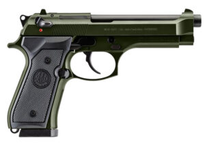 Beretta USA J92F300GR15 92FS  Full Size Frame 9mm Luger 15+1 4.90" Black Steel Barrel, OD Green Cerakote Serrated Slide, OD Green Cerakote Aluminum Frame w/Beavertail, Black Textured Grip