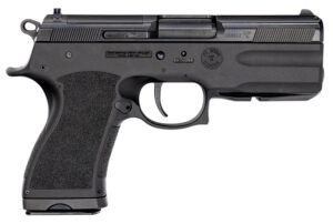 FK Brno US TMTPSDC PSD Compact Frame 7.5 FK 14+1 4.30" Black Nitride Tilting Steel Barrel, Dark Gray Nitride Steel Optic Cut/Serrated Slide, Black Polymer Frame w/Accessory Rail, Textured Grip