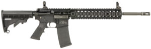 Smith & Wesson LE 311001 M&P15 T 223 Rem, 5.56x45mm NATO 30+1 16" Black Finish, 6 Position Stock, Polymer Grip, Troy Quad Rail & Battle Sights Right Hand