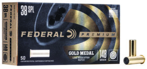 Federal GM38A Premium Gold Medal 38Special 148gr Lead Wadcutter 50 Per Box/20 Case