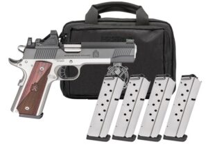 SPRINGFIELD ARMORY 1911 RONIN AOS 45ACP 5IN BARREL 8RD BLUE/SS U-NOTCH W/FIBER OPTIC 4MAGS PX9120LAOS-PAC