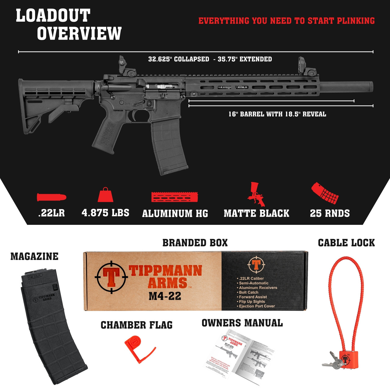 Tippmann Arms M4-22 ELITE ISS Integrally Suppressed Rifle .22LR AR15