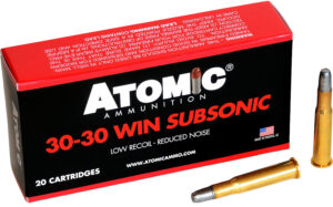 Atomic Ammunition 00410  Subsonic 30-30Win 165gr Lead Round Nose Flat Point 20 Per Box/10 Case