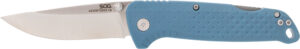 S.O.G SOG13110343 Adventure LB 3.50" Folding Drop Point Plain Satin 5Cr13MoV SS Blade, Nordic Blue Textured GRN Handle