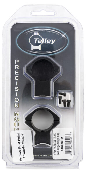 Talley 940700LM Scope Mount/Ring Combo  Black Anodized Aluminum 1" Tube Remington 700/721/722/725/40X Medium Rings Long Action 20 MOA