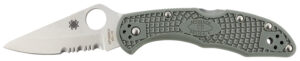 Spyderco C33PSFG Delica 4 Lightweight 2.88" Folding Drop Point Part Serrated VG-10 SS Blade Foliage Green Bi-Directional Texturing FRN Handle Includes Pocket Clip