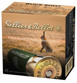 Sellier & Bellot SB12BSF Hunting  12Gauge 2.75" 12Pellets 1 1/8oz 1Buck Shot 25 Box/10 Case