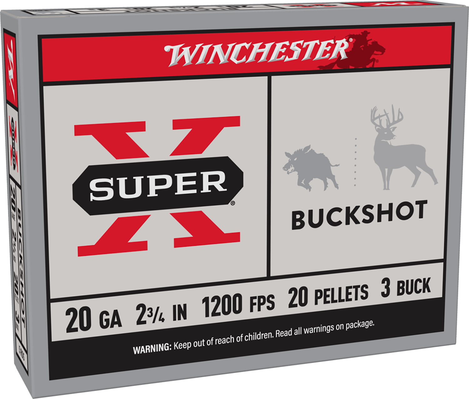Winchester Ammo XB203 Super X 20Gauge 2.75" 20Pellets 3Buck Shot 5 Per Box/50 Case