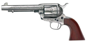 Taylors & Company 550927 1873 Cattleman 45 Colt (LC) Caliber with 5.50" Barrel, 6rd Capacity Cylinder, Overall White Floral Engraved Finish Steel & Walnut Grip