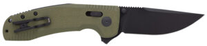 S.O.G SOG12380241 SOG-TAC XR 3.39" Folding Clip Point Plain Black TiNi Cryo D2 Steel Blade OD Green G10 Handle Includes Pocket Clip