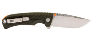 S.O.G SOG14060143 Tellus FLK  3.65" Folding Clip Point Plain Stonewashed Cryo 440C SS Blade/ Olive Drab Textured GRN Handle