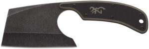 Browning 3220322B Cutoff Camp Boxed 2.50" Fixed Cleaver Plain Black Black Oxide Stonewashed 9Cr14MoV SS Blade, Black/Tan G10 Handle