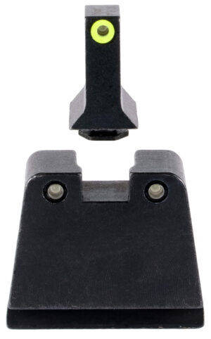 Trijicon GL243C601143 Suppressor/Optic Height Sights  Green/Tritium Yellow Outline Front Sight-Green/Tritium Black Outline Rear Sight Glock 42/43/43X Slim Frame