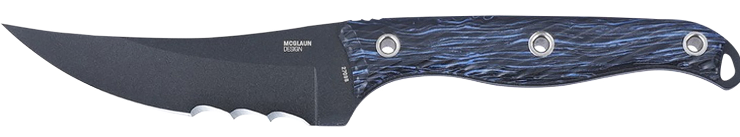 CRKT 2709B Clever Girl 4.60" Fixed Veff Serrated Black Powder Coated SK-5 Steel Blade, Blue Marbled G10 Handle