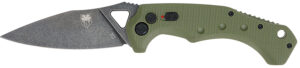 CobraTec Knives ODGAFRYK Ryker  3.75" Folding Plain Black Stonewashed D2 Steel Blade, 5" OD Green Textured G10 Handle