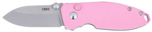 CRKT 2474P SQUID  EDC 2.27" Folding Plain Stonewashed D2 Steel Blade, Pink G10 Handle