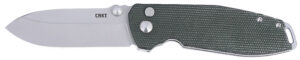 CRKT 2495GR SQUID XM 2.95" Folding Plain Stonewashed D2 Steel Blade, Green Micarta Handle