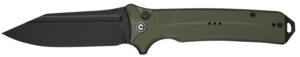 Civivi Knives C23080-3 Neurohaptic  EDC 3.74" Folding Clip Point Plain Black Stonewashed Nitro-V Steel Blade, OD Green Textured G10 Handle