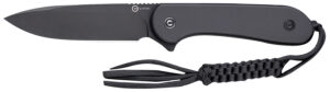 Civivi Knives C2105A Elementum  3.98" Fixed Plain Black Stonewashed D2 Steel Blade, 4.50" Black G10 Handle