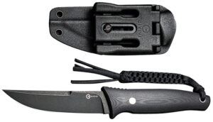 Civivi Knives C19046-3 Tamashii  4.07" Fixed Straight Back Plain Black Stonewashed D2 Steel Blade, 4.73" Black Textured G10 Handle