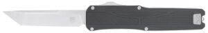 CobraTec Knives CTLGDBLKTNS Legend  EDC 3.13" OTF Plain Stonewashed VG-10 SS Blade, 4.75" Black Textured Aluminum Handle