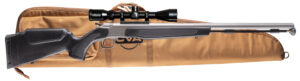 CVA PR2050SSCP Optima Scope Package 50 Cal 26" Stainless Fluted Barrel, Drilled & Tapped Stainless Steel Receiver, Fixed Black Synthetic Stock, Konus 3-9x40mm BDC, Rifle Case, Aerolite Bullets