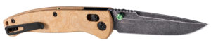 Hogue 24459 Mysto  3.40" Folding Clip Point Plain Black Stonewashed CPM MagnaCut Steel Blade, Maple Valley Richlite Wood Handle