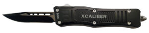 Xcaliber Knife Company  9mm  Small 2.75" OTF Drop Point Black 440C SS Blade, 3.91" Steel Handle