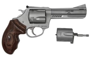 CHARTER ARMS DOUBLE DOG 357 MAG/9MM 4.2IN PORTED BARREL 5RD STAINLESS STEEL ALUM FRAME WOOD GRIP STANDARD HAMMER 73942