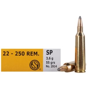 SELLIER & BELLOT 22-250 REM 55GR SP 20RD BOX 25 BOXES PER CASE