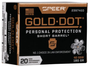 Speer 23974GD Gold Dot Personal Protection Short Barrel 40S&W 180gr Hollow Point 20 Per Box/10 Case