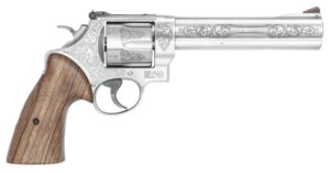 Smith & Wesson 14784 Model 629  N-Frame Large 44 S&W Spl/44 Rem Mag 6 Shot 6.50" Stainless Steel Engraved Barrel, Cylinder & Frame, Tyler Gun Works Bear Hugger Walnut Grip, Exposed Hammer