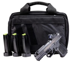 Rost Martin RM1CBLKOSP(COMP)SPL RM1C Comp Bundle 9mm Luger 17+1 4" Compensated Barrel, Black Nitron Steel Integrated Compensator/Serrated w/Optic Slide, Black Polymer Frame w/Picatinny Rail, Textured