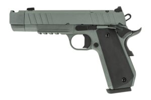 Tisas Arms 10100134 1911 Night Stalker Carry 10mm Auto 8+1 4.25" Black Bull Barrel, Gray Cerakote Carbon Steel Serrated Slide, Gray Cerakote Carbon Steel Frame w/Beavertail & Picatinny Rail, Black Rub
